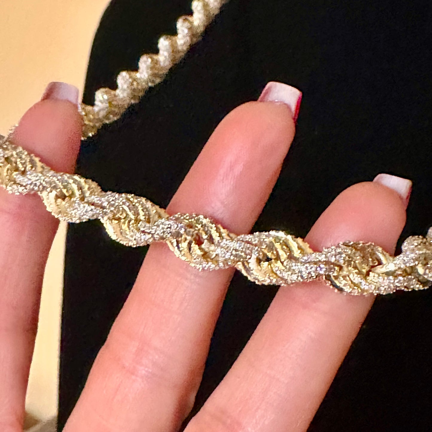 Iced Out Diamond Rope Link 14k Yellow Gold Chain