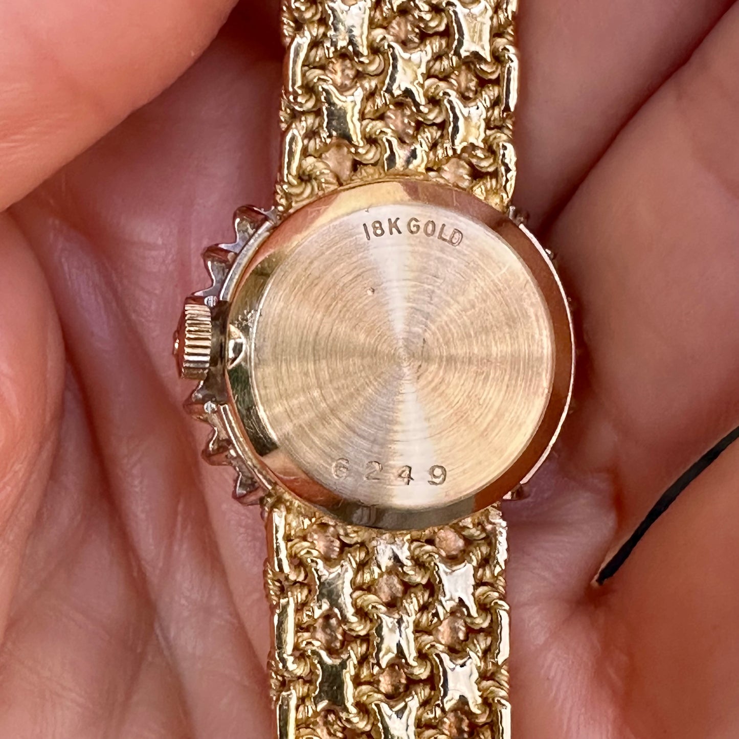 Vintage Universal Geneve 18k Gold Tiger Eye & Diamond Watch