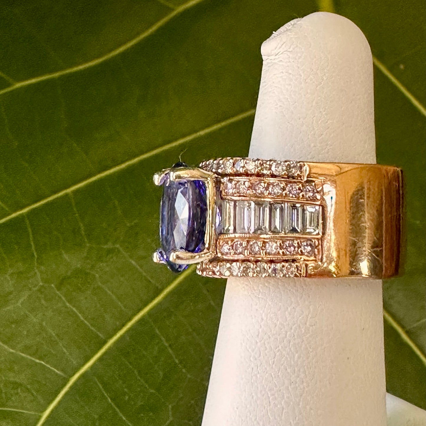 Tanzanite Diamond 18k Rose Gold Ring, Cocktail Ring, December Birthstone