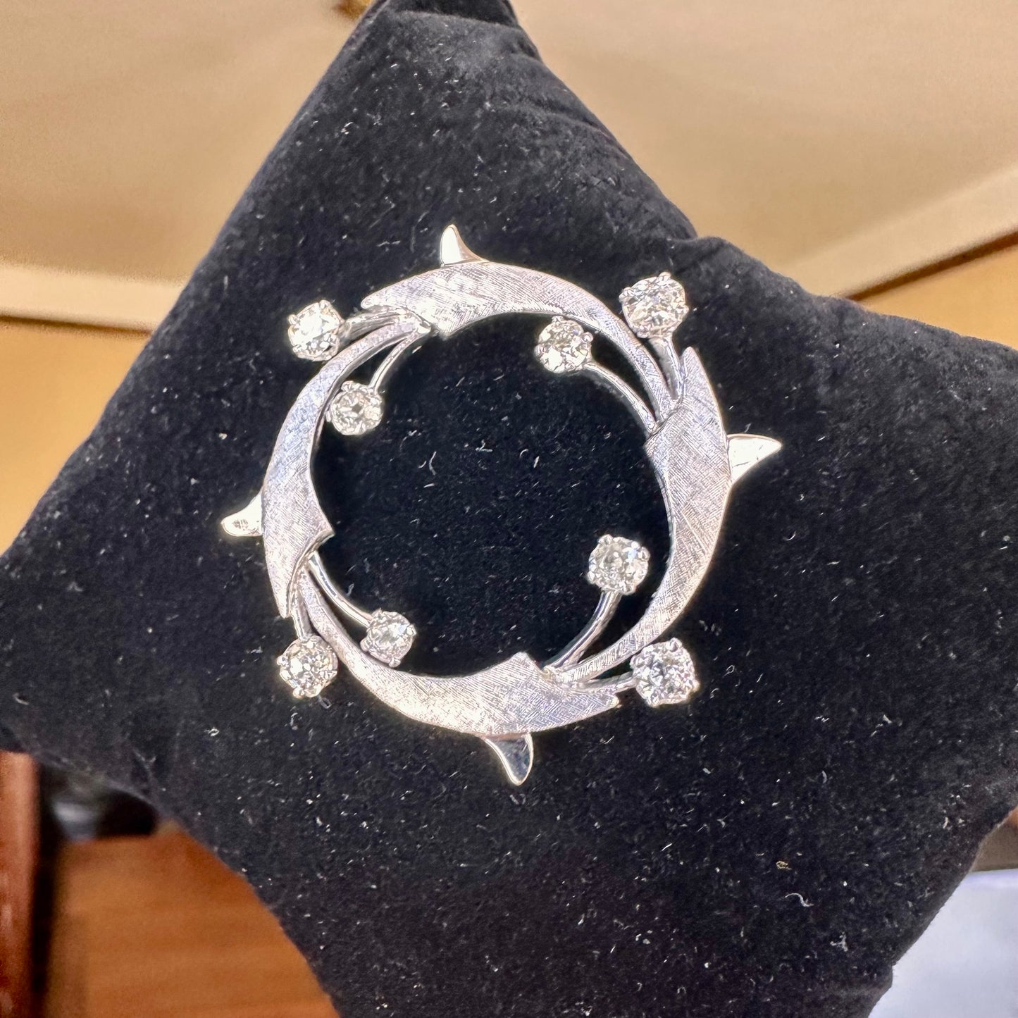 Old Mine Diamonds 14k White Gold Pin/Brooch