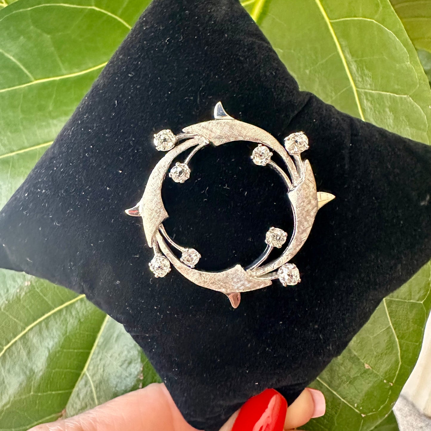 Old Mine Diamonds 14k White Gold Pin/Brooch