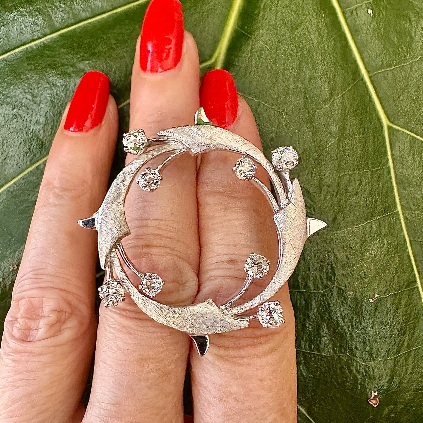 Old Mine Diamonds 14k White Gold Pin/Brooch