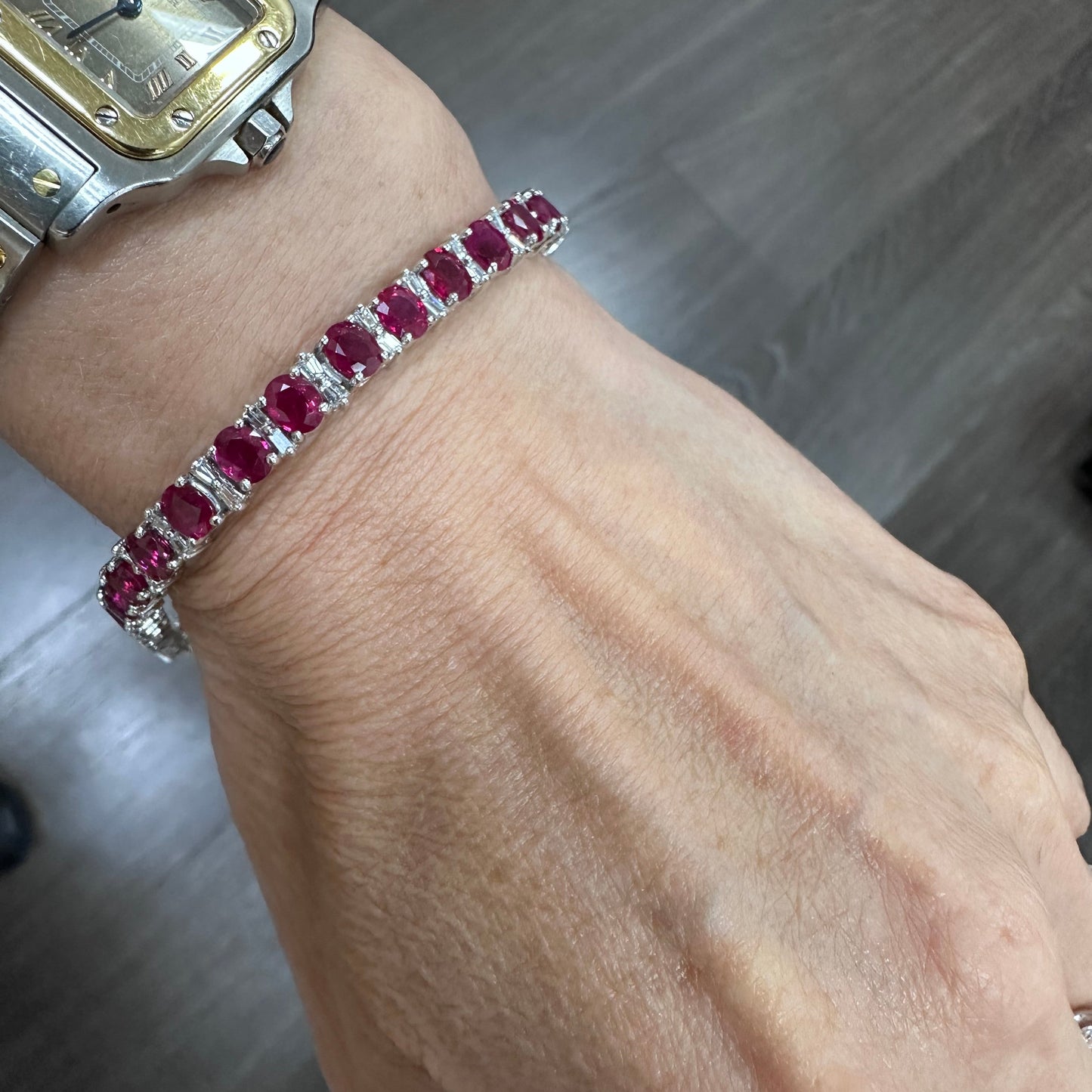 GIA Certified Burma Ruby & Diamond Tennis Bracelet | Platinum | 11+ Carats
