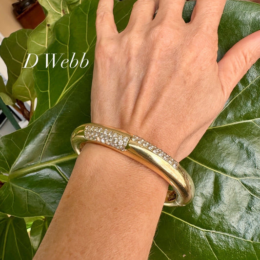 Vintage David Webb Diamond Cuff Bangle 18k Yellow Gold