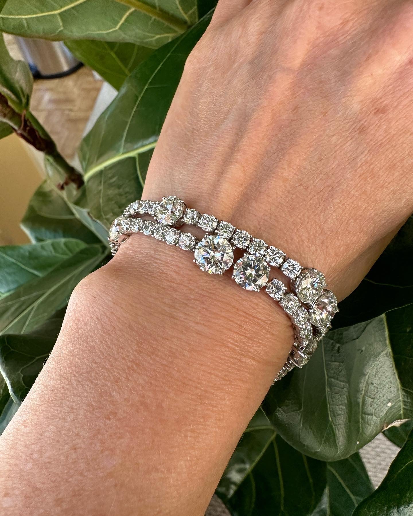 Double Row Natural Diamond Tennis Bracelet