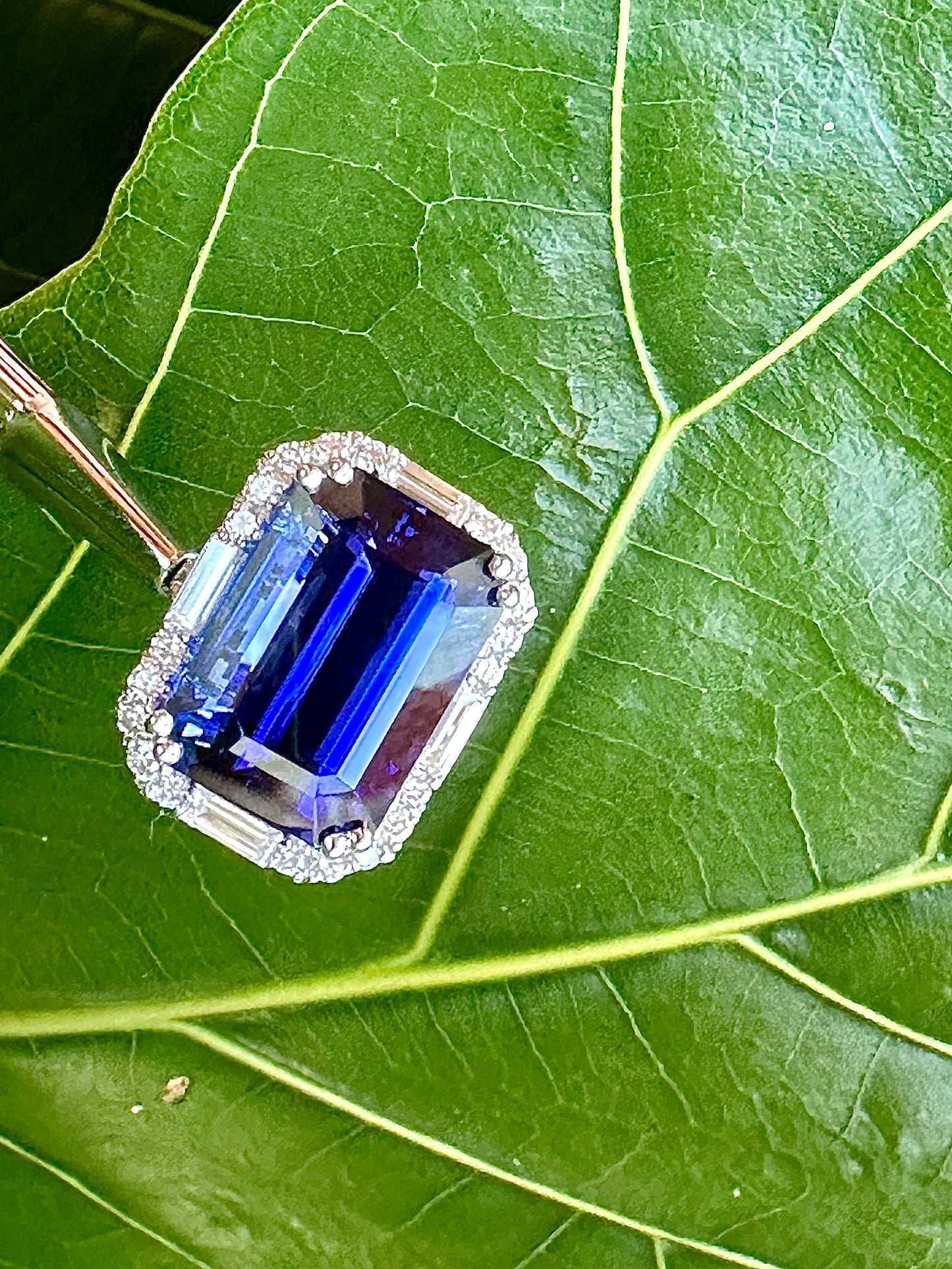 Tanzanite Emerald Cut & Diamond Ring White Gold