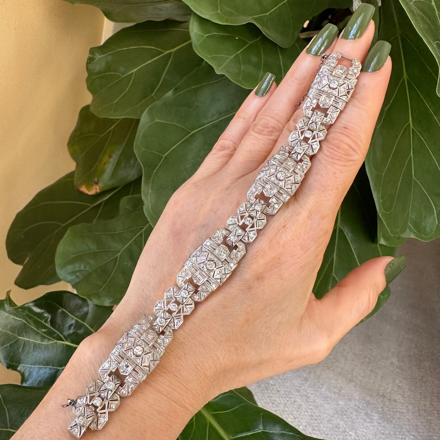 Arte Deco Diamond Platinum Bracelet 7"