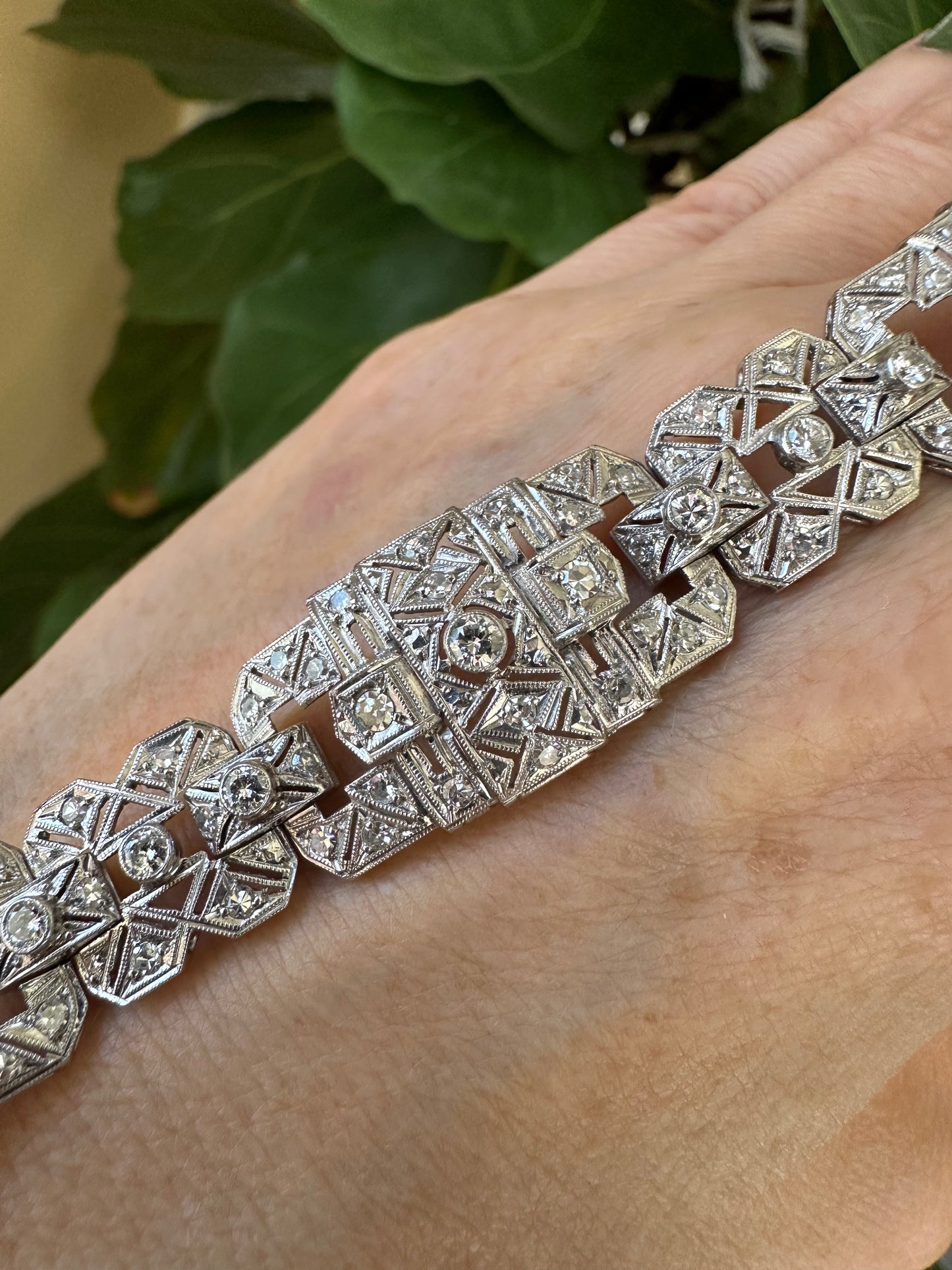 Art Deco Diamond Bracelet | ~4-5ct Natural Diamonds | Platinum | 29.49g | 7"