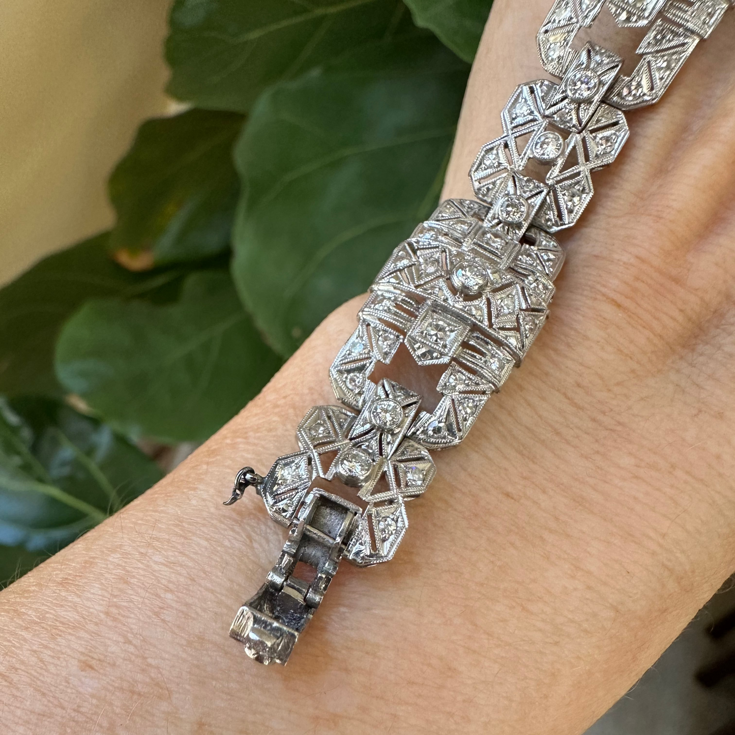 Art Deco Diamond Bracelet | ~4-5ct Natural Diamonds | Platinum | 29.49g | 7"