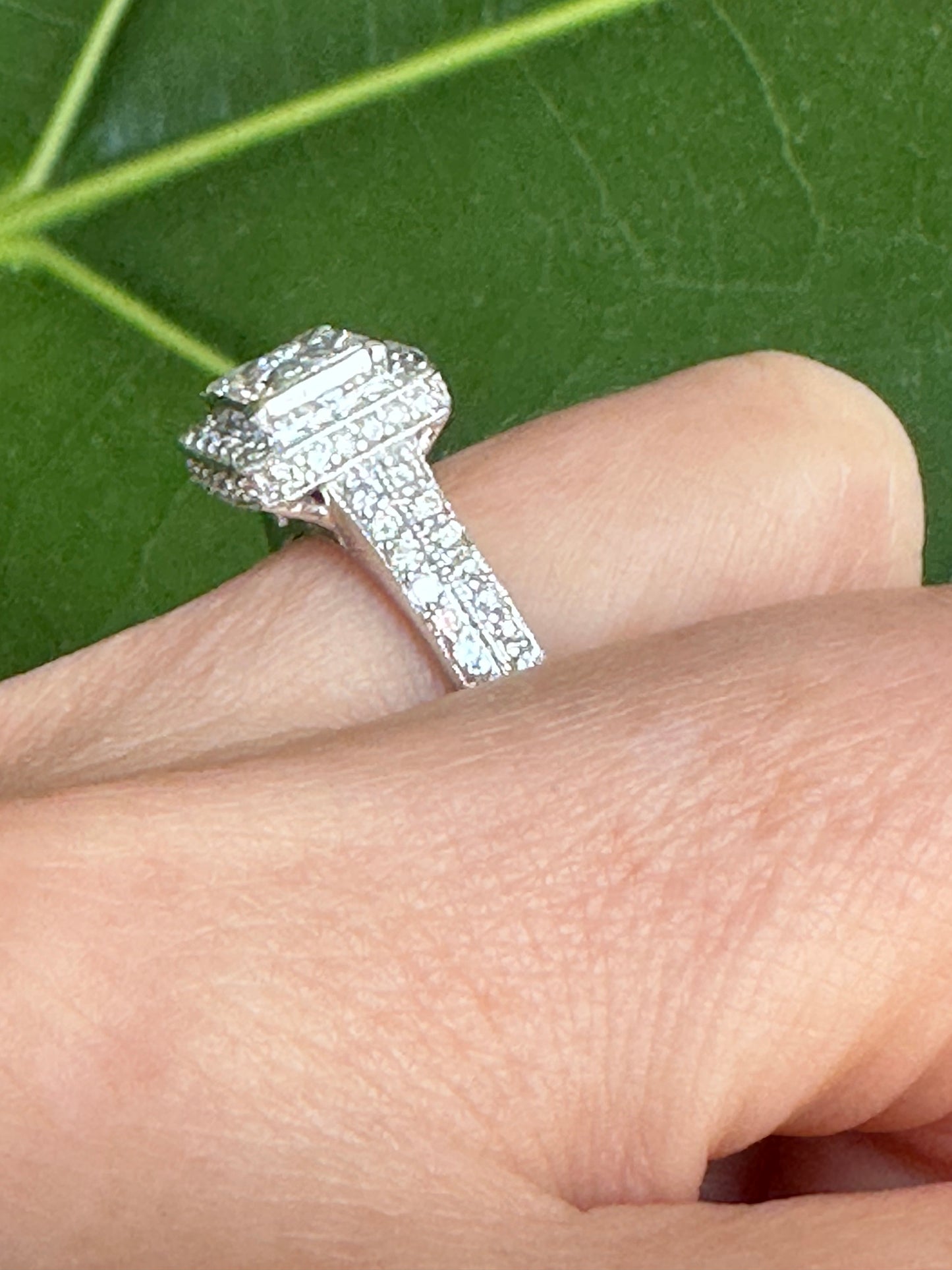 Princess Cut Diamond Halo Ring White Gold