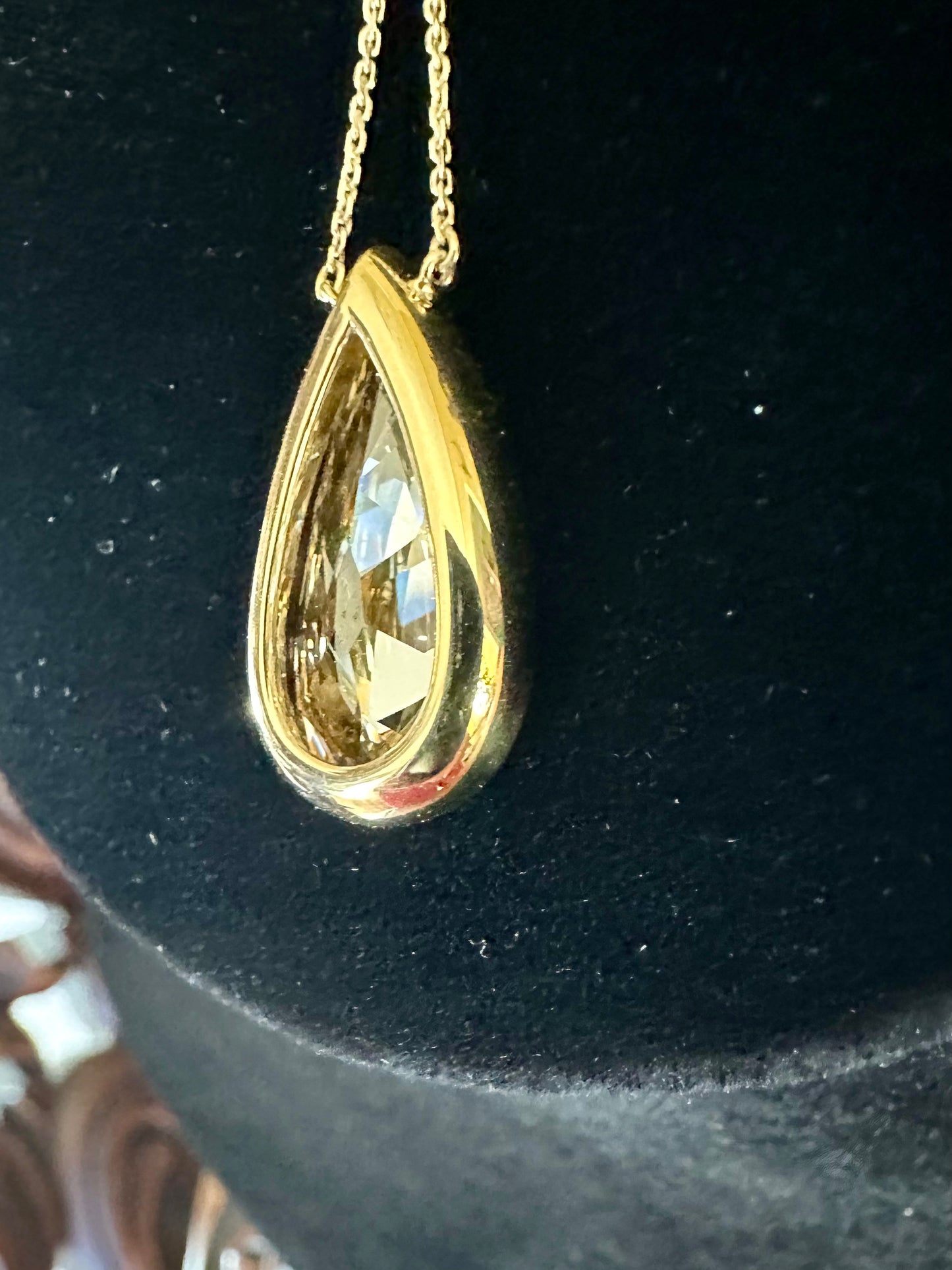 GIA 5.92 Pear Shape Brilliant Natural Fancy Light Brownish Yellow Pendant Necklace 18k
