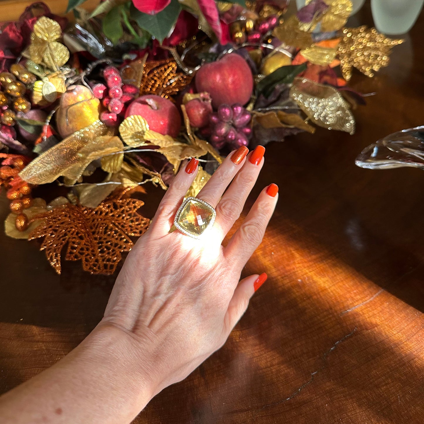 Vintage David Yurman Albion Collection Citrine & Diamond Ring 18k Yellow Gold