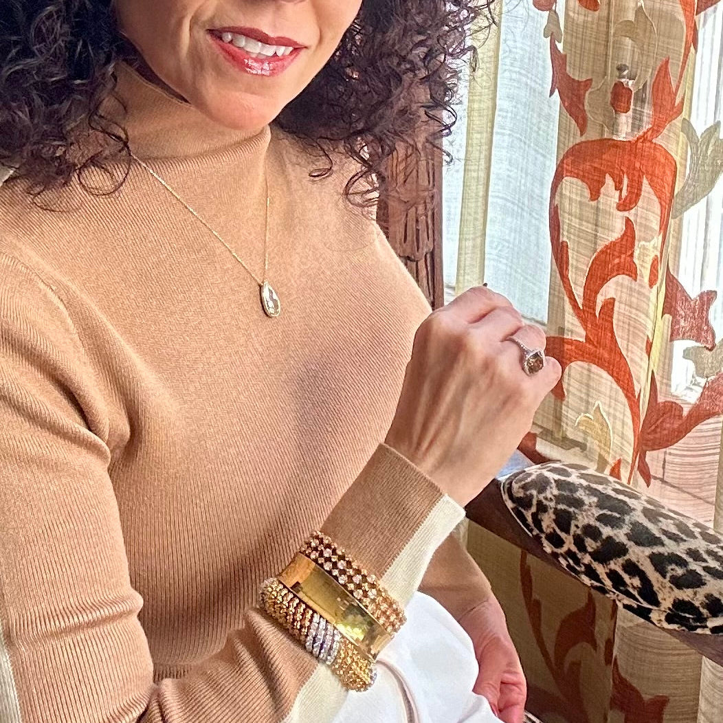 Vintage Flexible Spiral Diamond Link Bracelet 18k Yellow Gold 8"