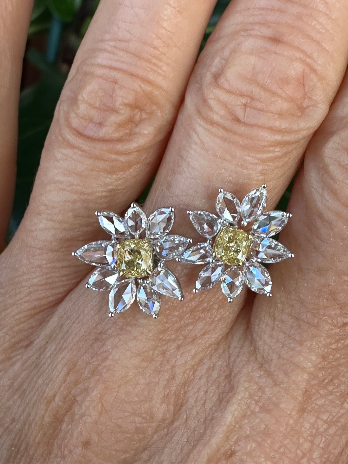 Rose Cuts & Fancy Yellow Diamond Daisy Flower Ring