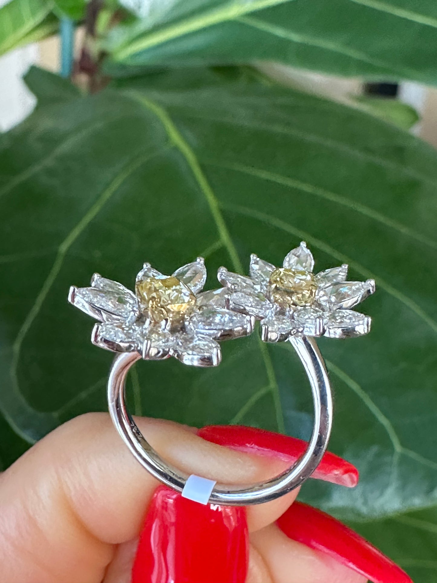 Rose Cuts & Fancy Yellow Diamond Daisy Flower Ring