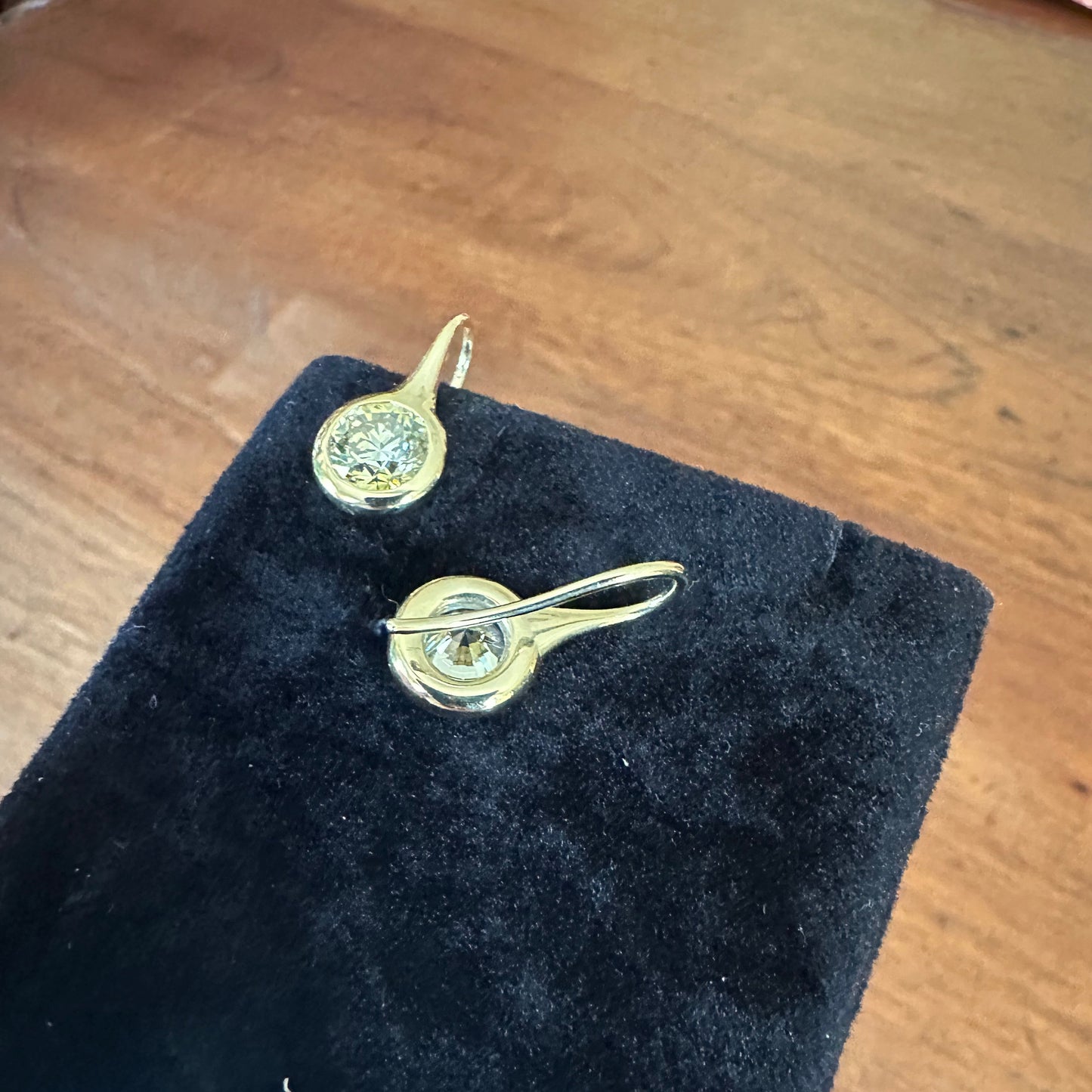 GIA Fancy Color Yellow Diamond Earring Orb Drop French Wire in Solid 18k Yellow