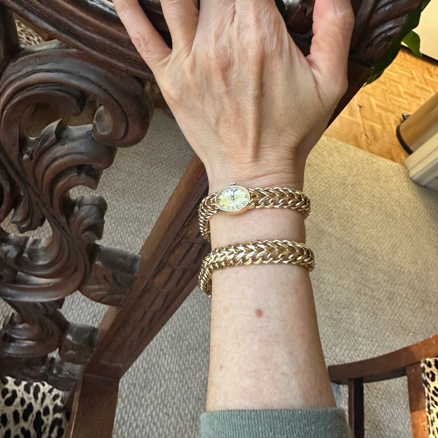 Double Woven Braided Link Bracelet / Watch 14k Yellow Gold 79.80 Grams