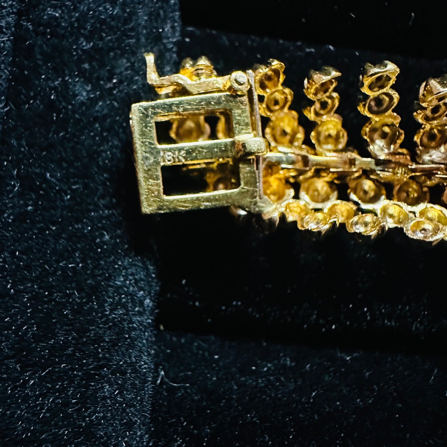 Vintage Flexible Spiral Diamond Link Bracelet 18k Yellow Gold 8"