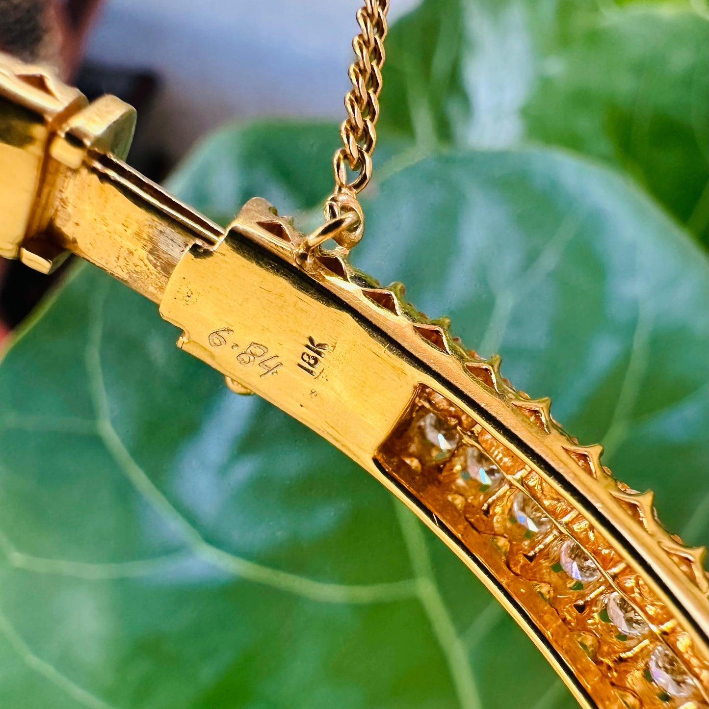 Chic Double Row Diamond Bangle Bracelet 18k Yellow Gold