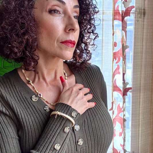 Chic Double Row Diamond Bangle Bracelet 18k Yellow Gold