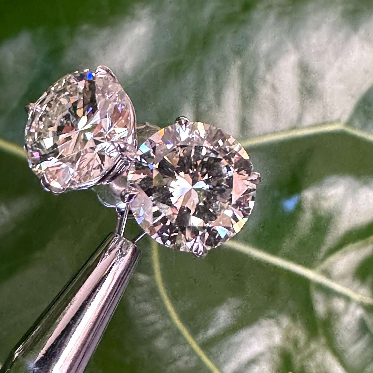 Natural Diamond Stud Earrings | 5.26ct & 5.29ct | Matched Pair | 14k White Gold