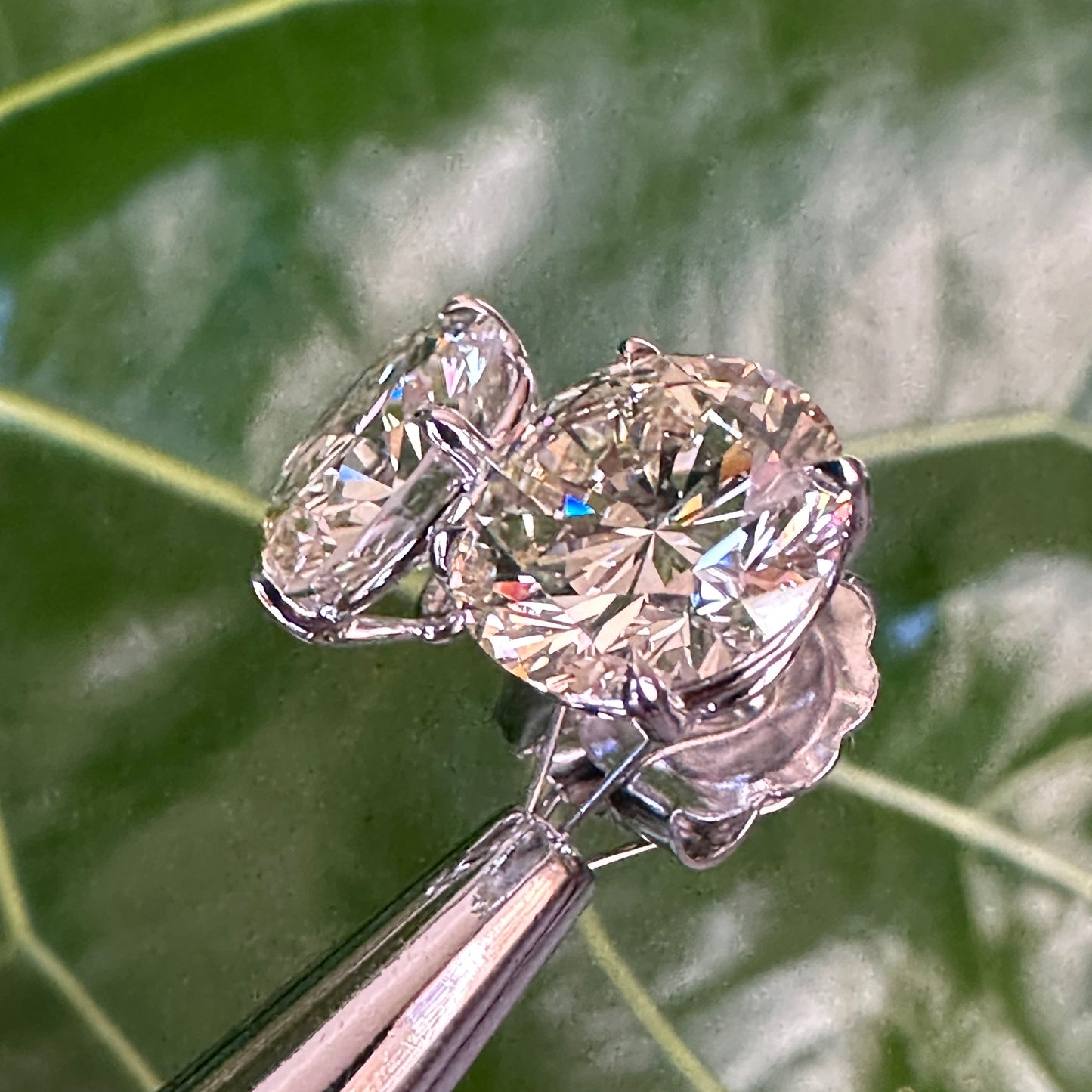 Natural Diamond Stud Earrings | 5.26ct & 5.29ct | Matched Pair | 14k White Gold