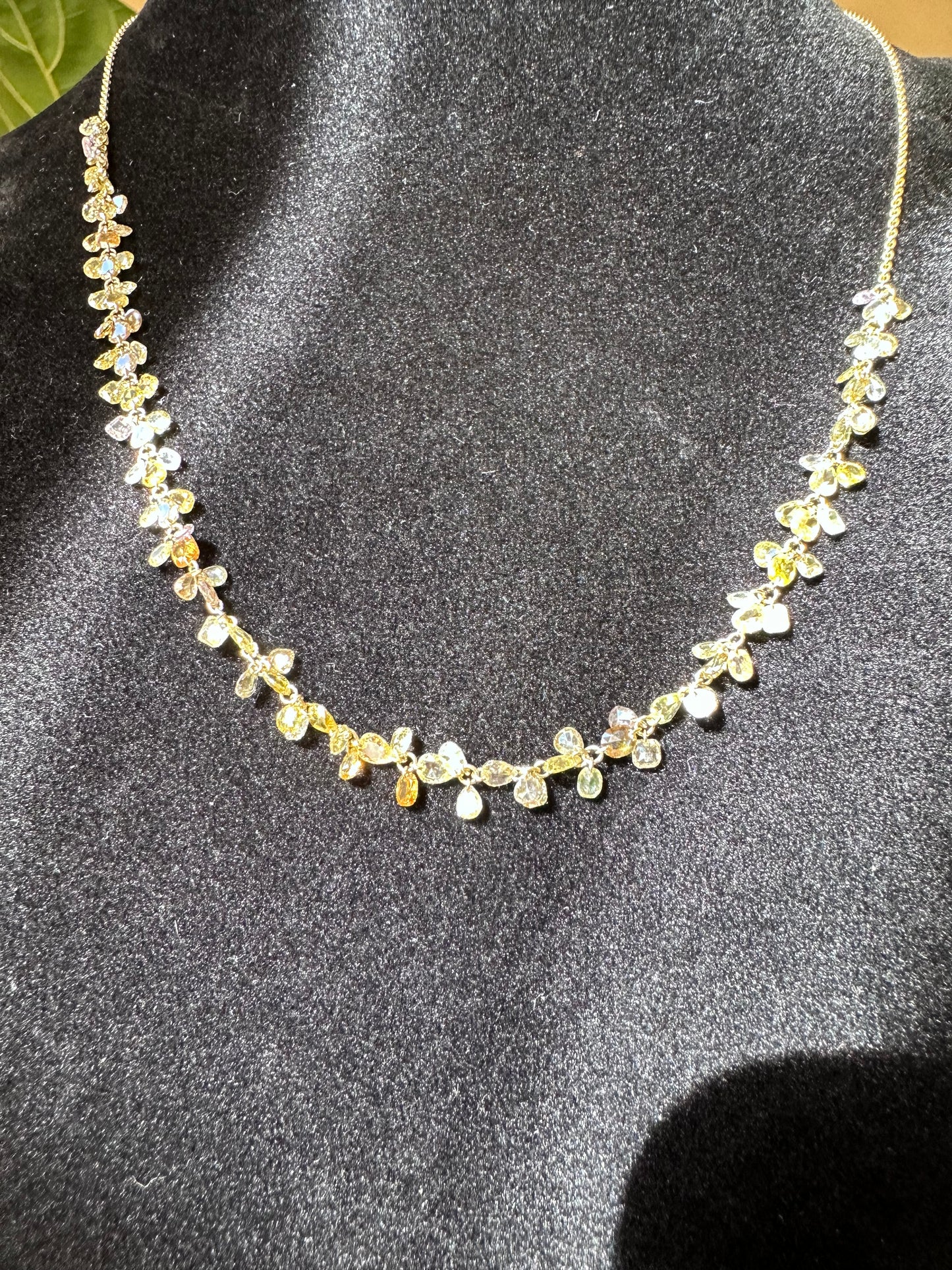 Fancy Color Multi Cut Diamond Necklace Yellow Gold