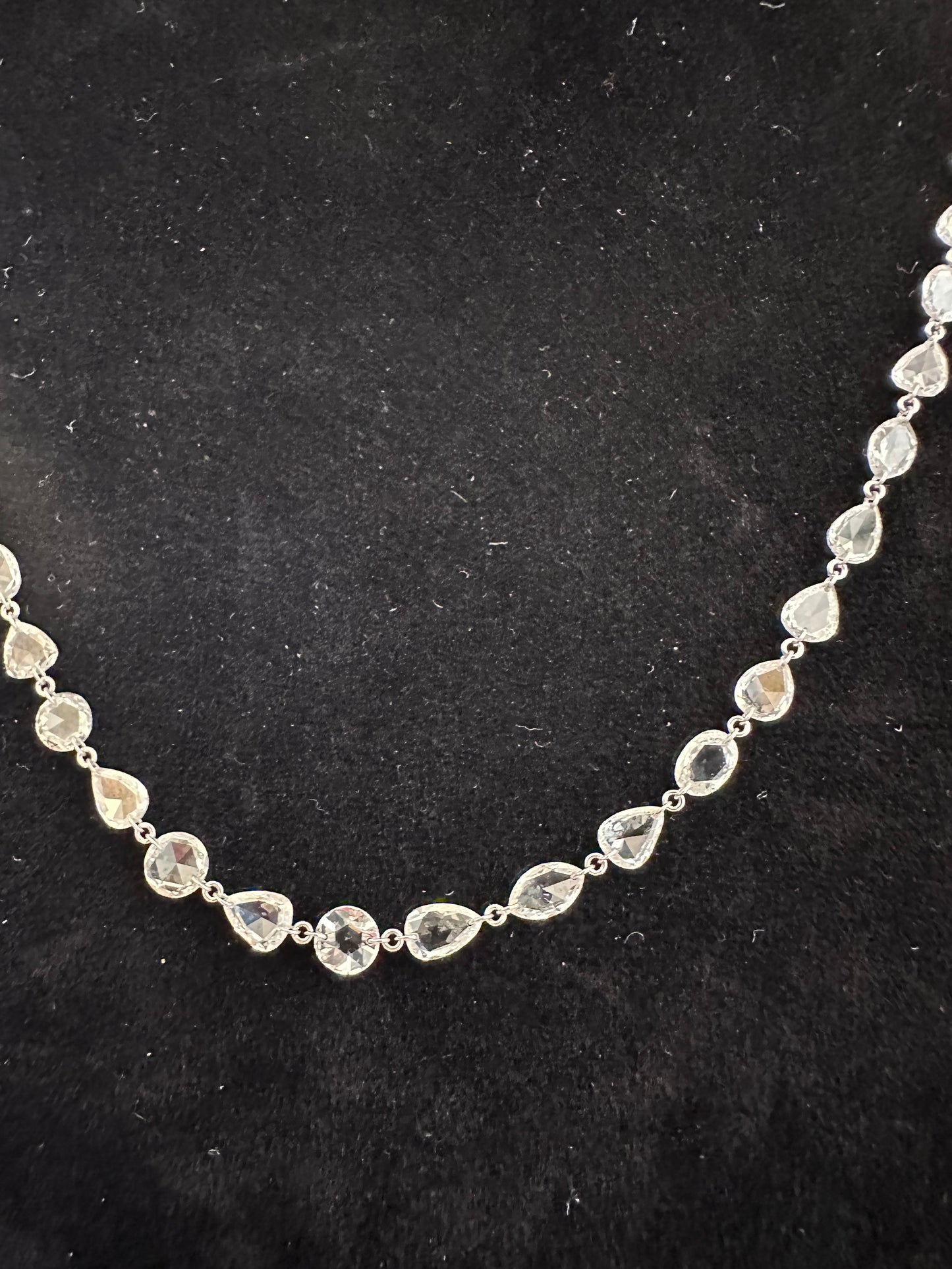 Pear Shape Rose Cut Diamond Necklace White Gold