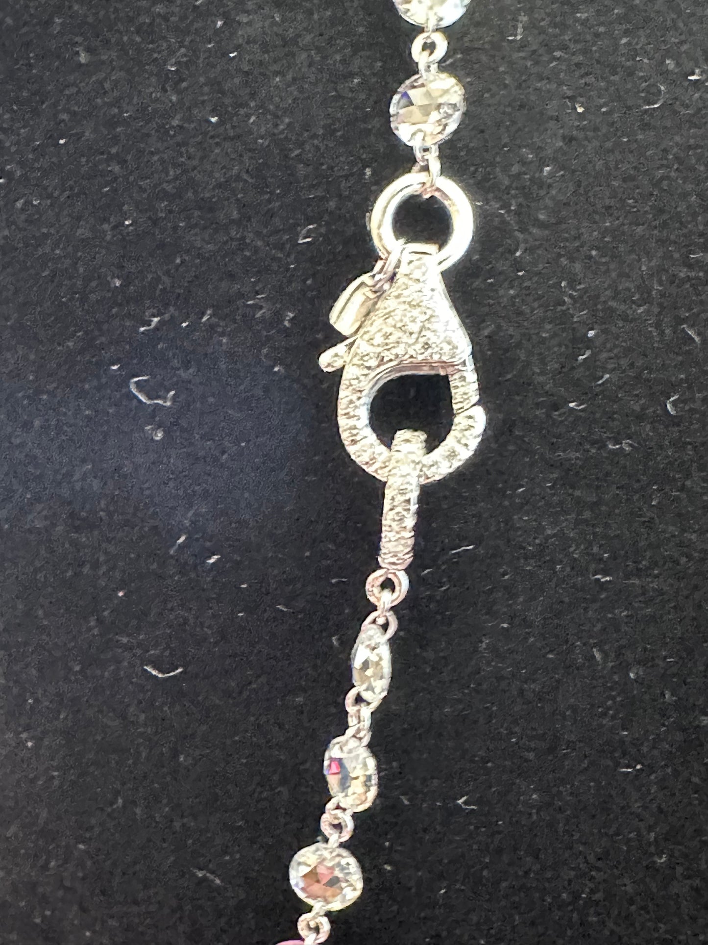 Rose Cut Diamonds & Pink Sapphire Necklace White Gold