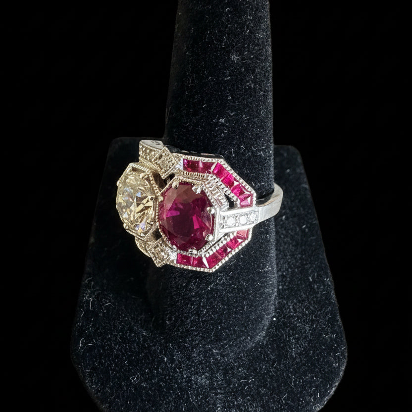 Mozambic Ruby & Diamond Ring  
