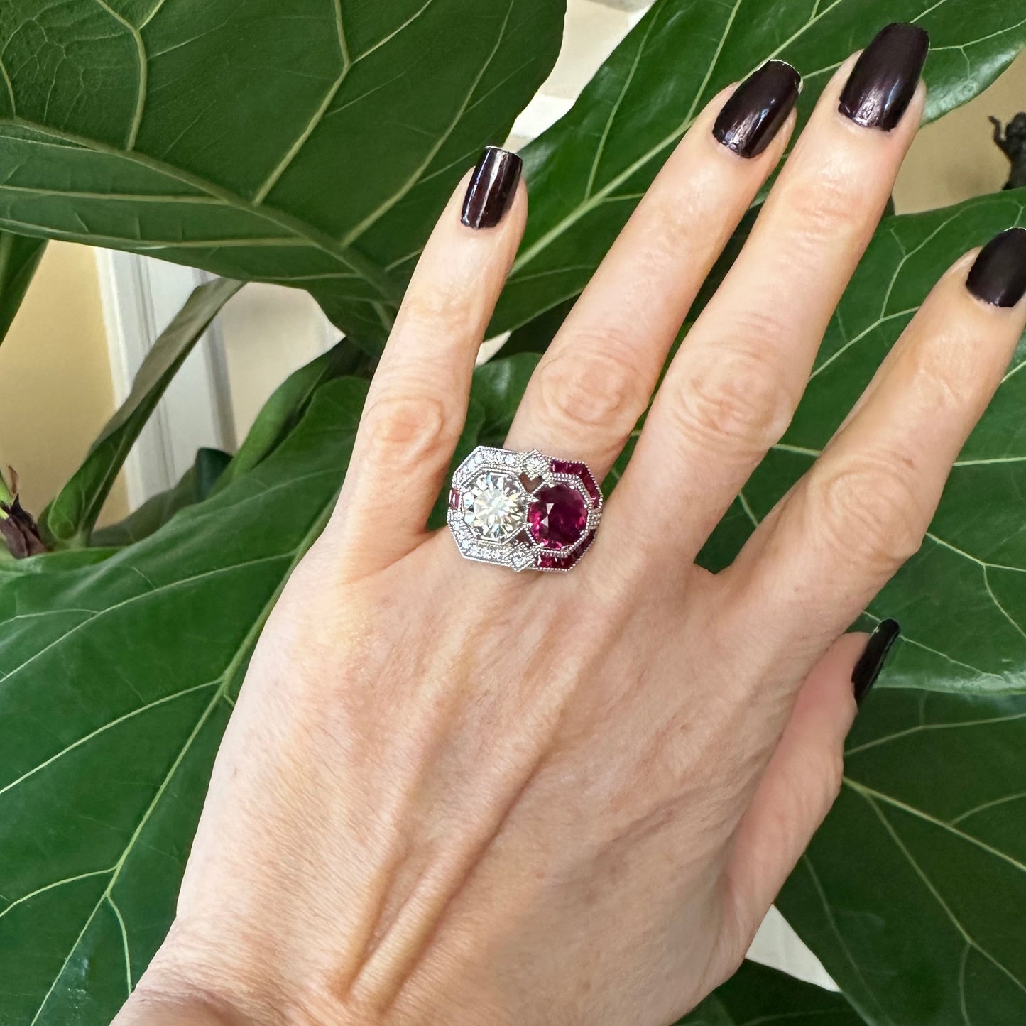 GIA Certified Diamond & Ruby Ring 18k