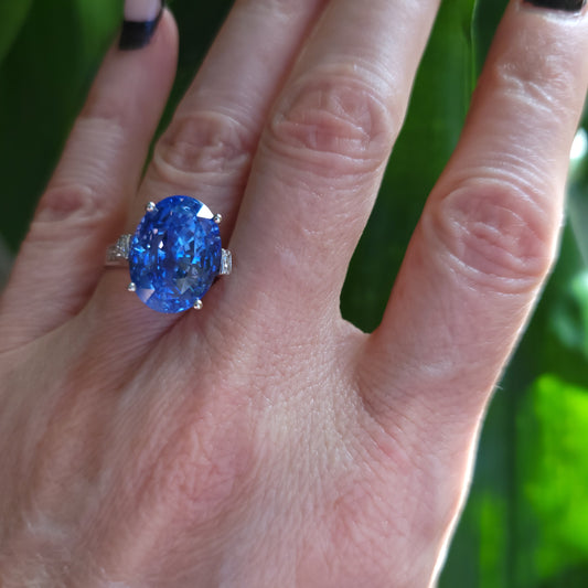 Ceylon No Heat Sapphire Ring White Gold