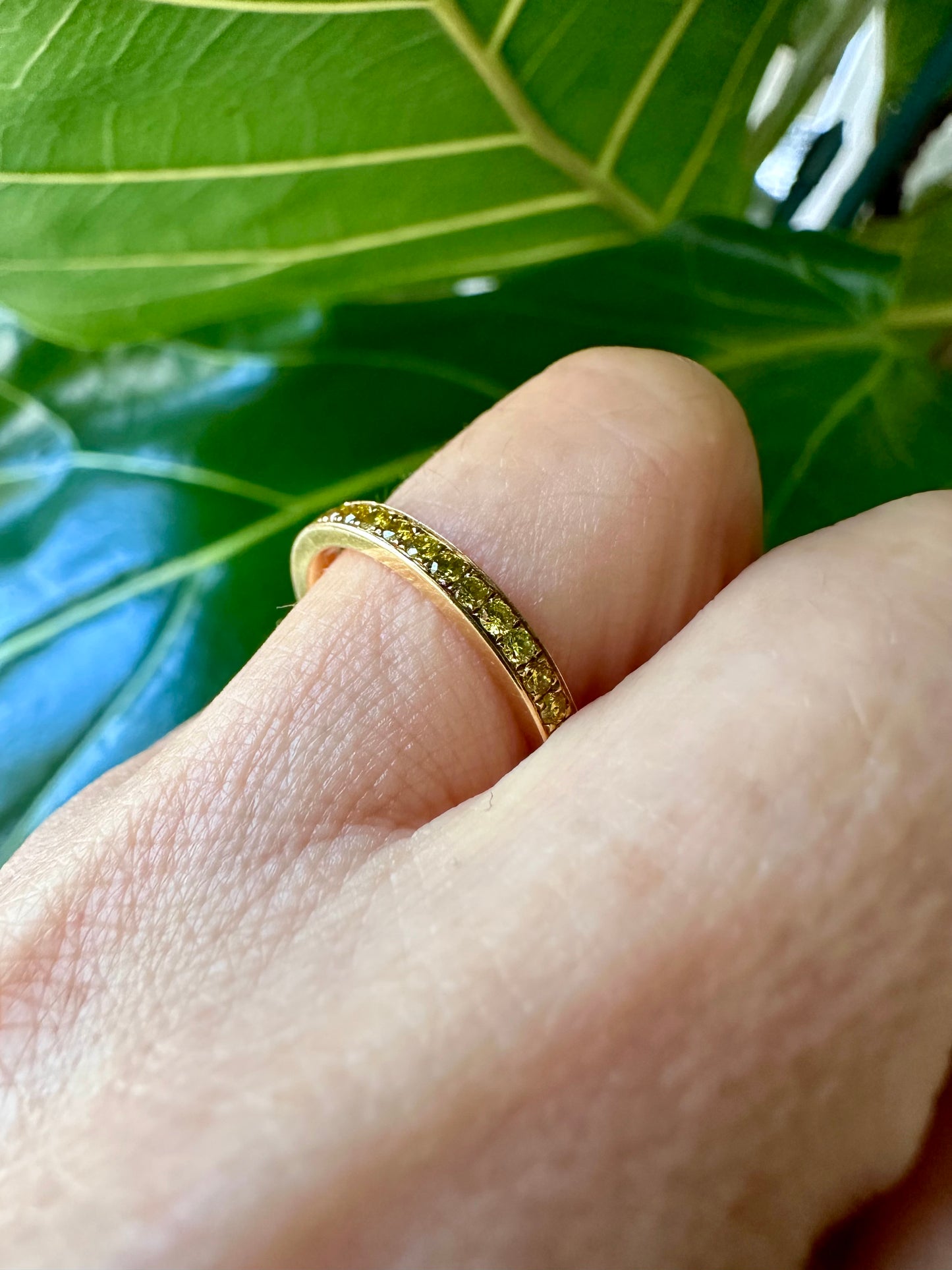 Fancy Vivid Yellow Diamond Eternity Band 18k Yellow Gold