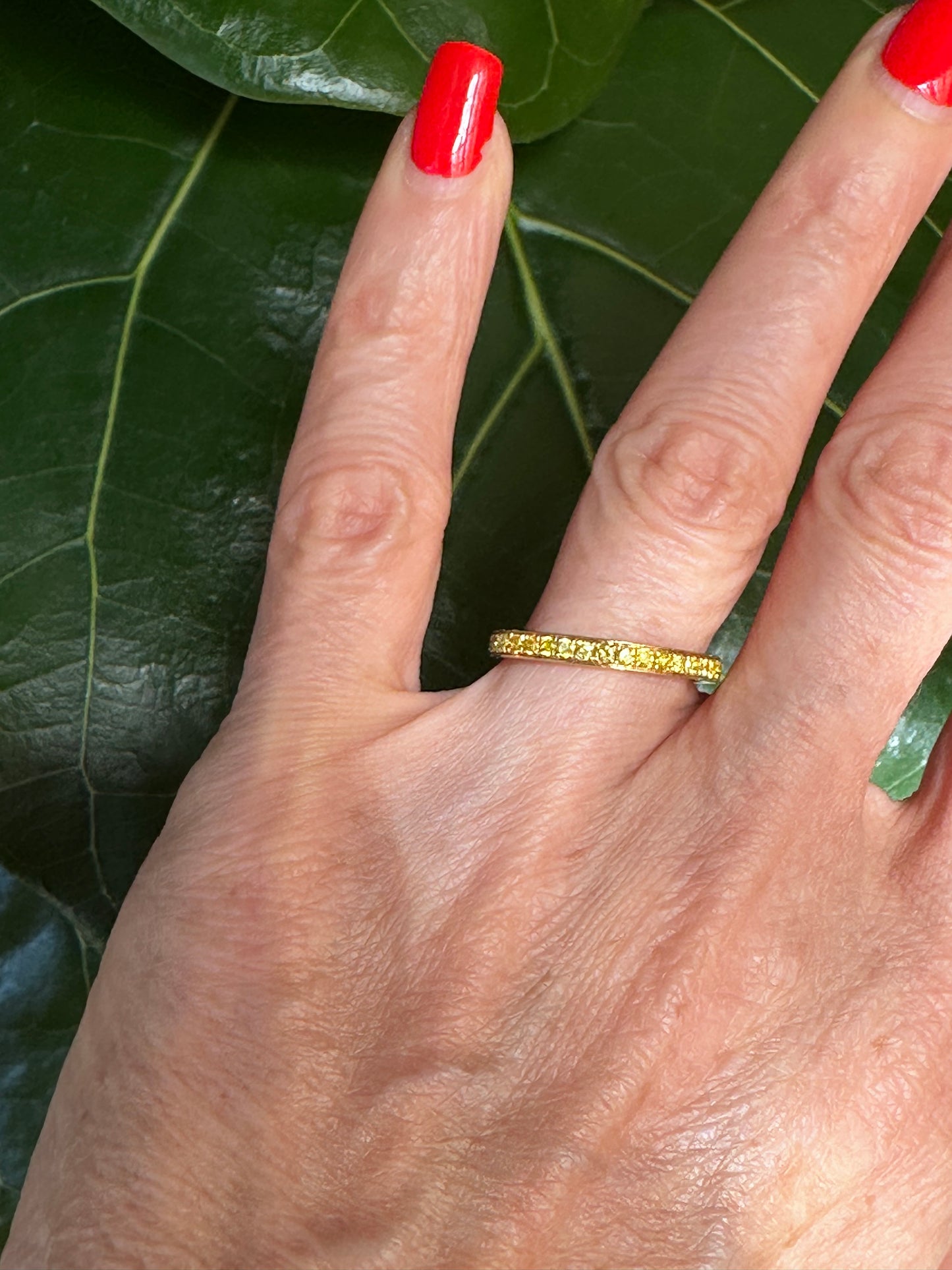 Fancy Vivid Yellow Diamond Eternity Band 18k Yellow Gold