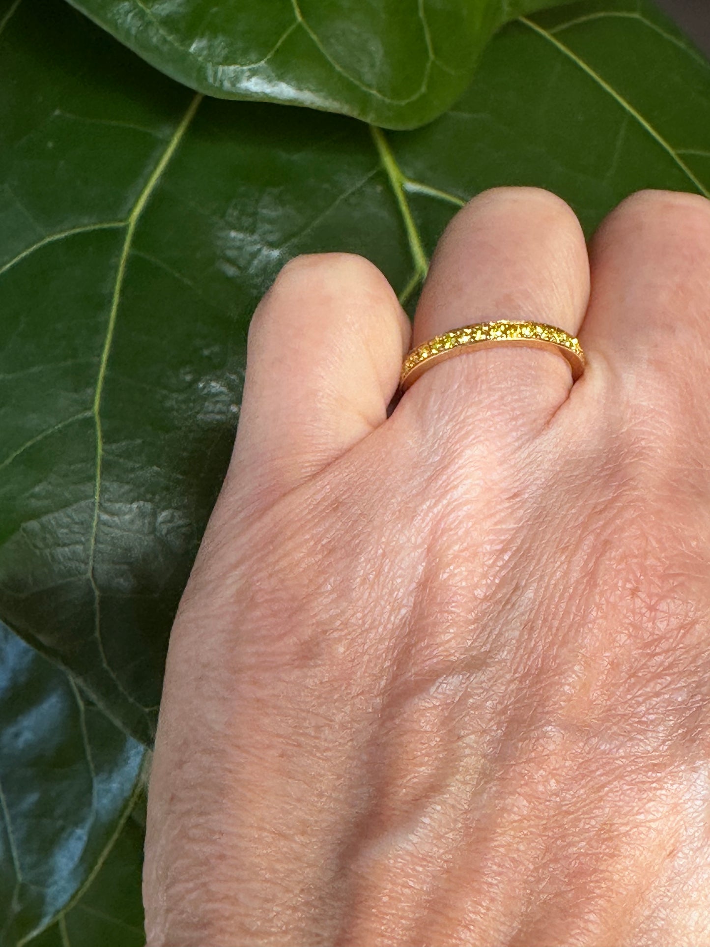 Fancy Vivid Yellow Diamond Eternity Band 18k Yellow Gold