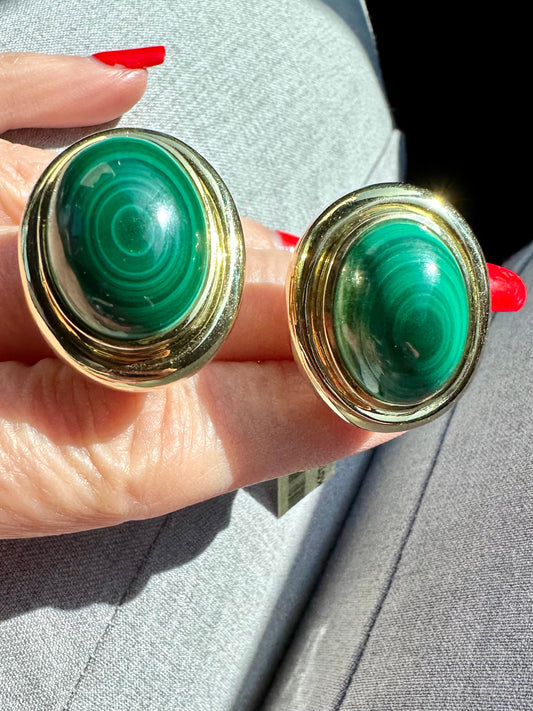 Tiffany & Co. Paloma Picasso Malachite & 18k Yellow Gold Earrings