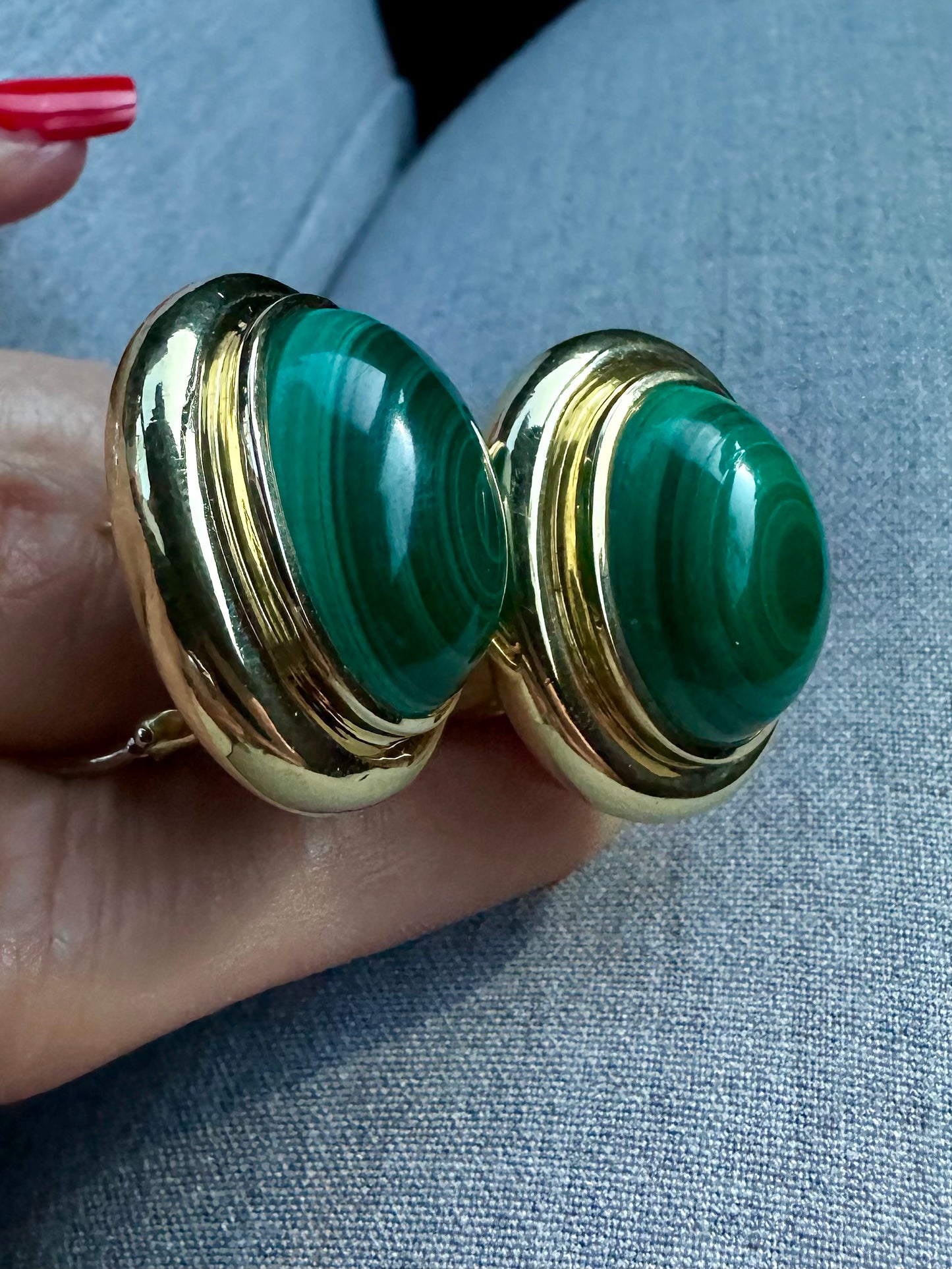 Tiffany & Co. Paloma Picasso Malachite & 18k Yellow Gold Earrings