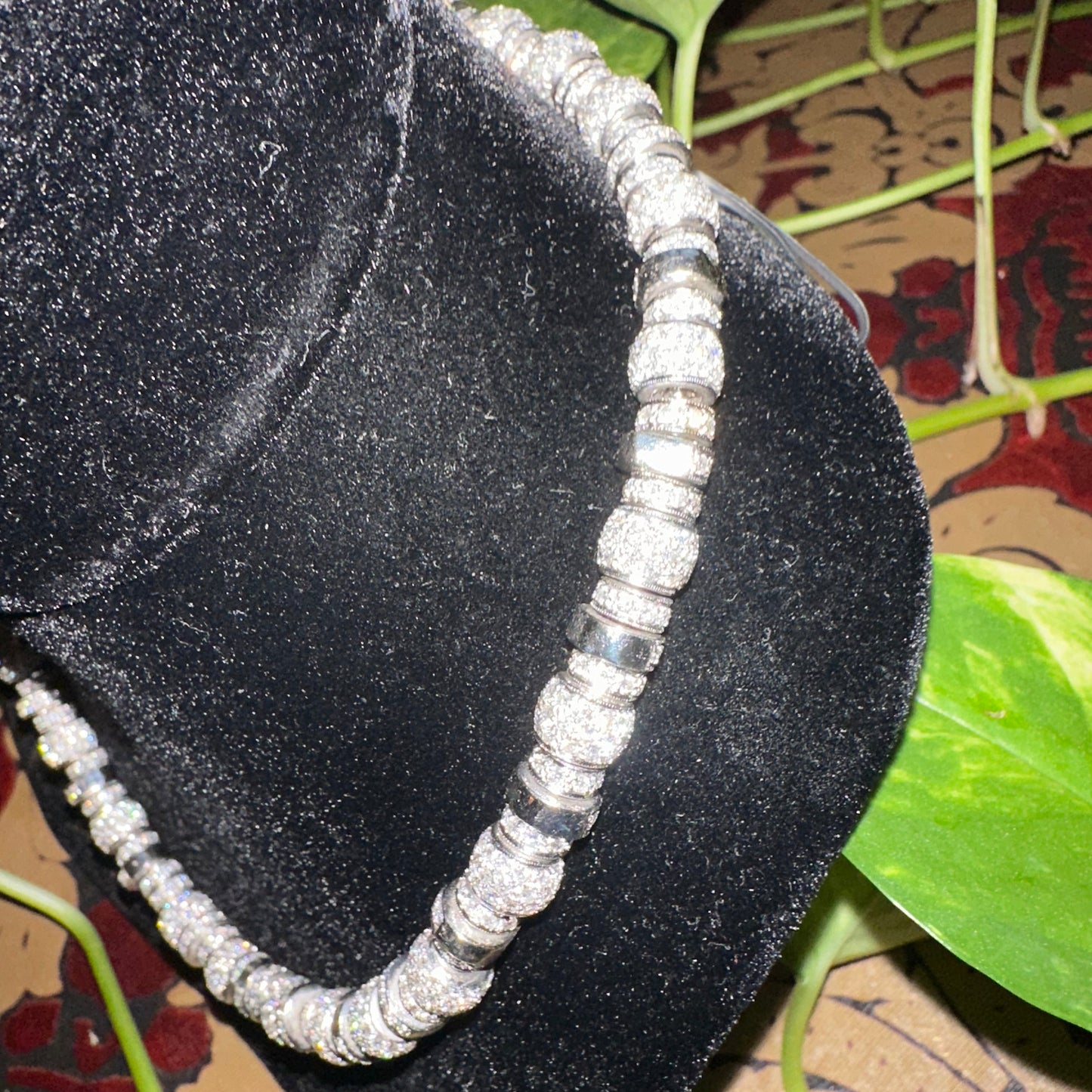 Bold Barrel StationPave Diamond Necklace / Choker Platinum 15"