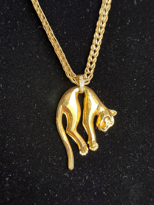 Panther Pendant with Fancy Link Chain 18k