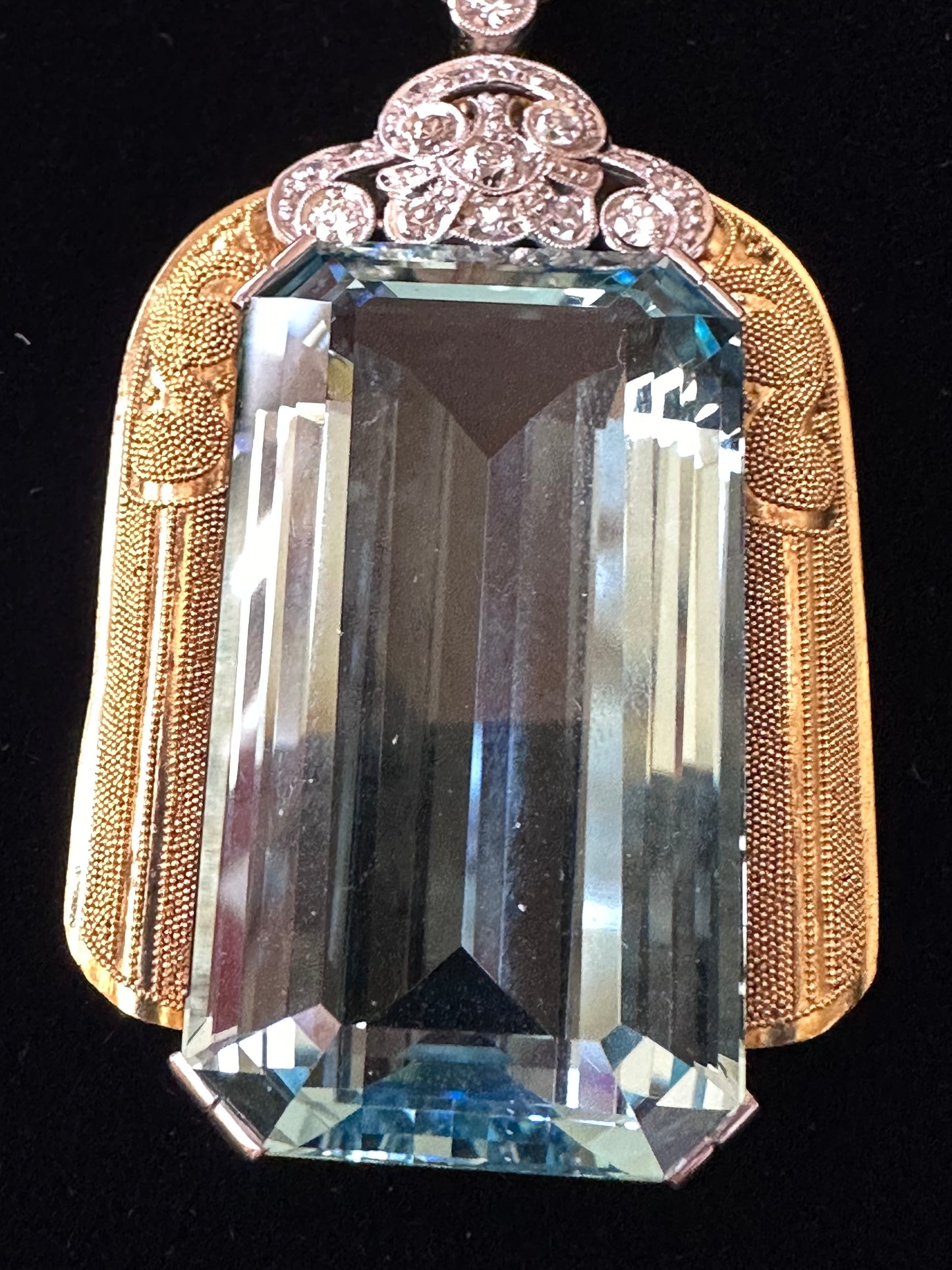 Estate Santa Maria Aquamarine & Diamond Pendant Necklace