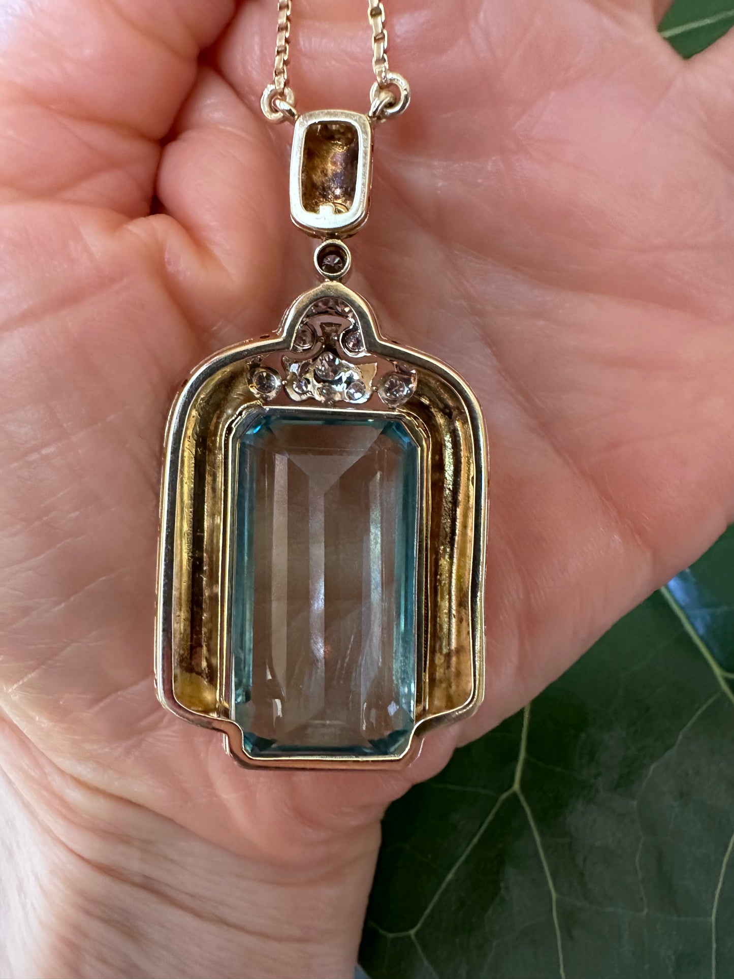 Estate Santa Maria Aquamarine & Diamond Pendant Necklace