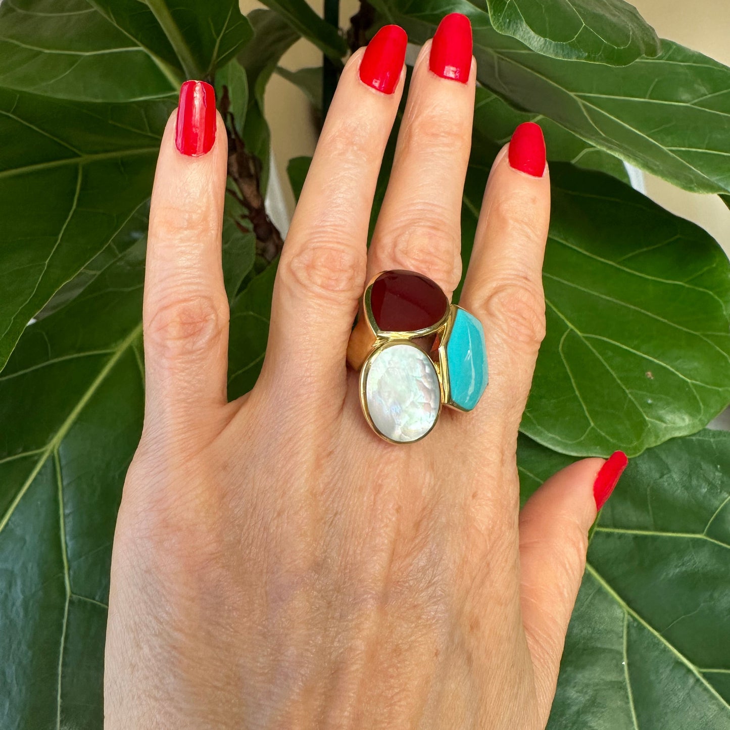 Ippolita Design Statement Ring with Precious Stones 18k Yellow Gold