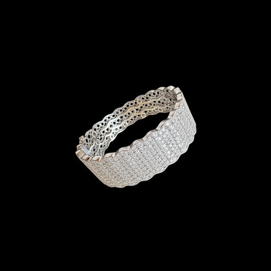 Natural Diamond Bangle 18k White Gold 