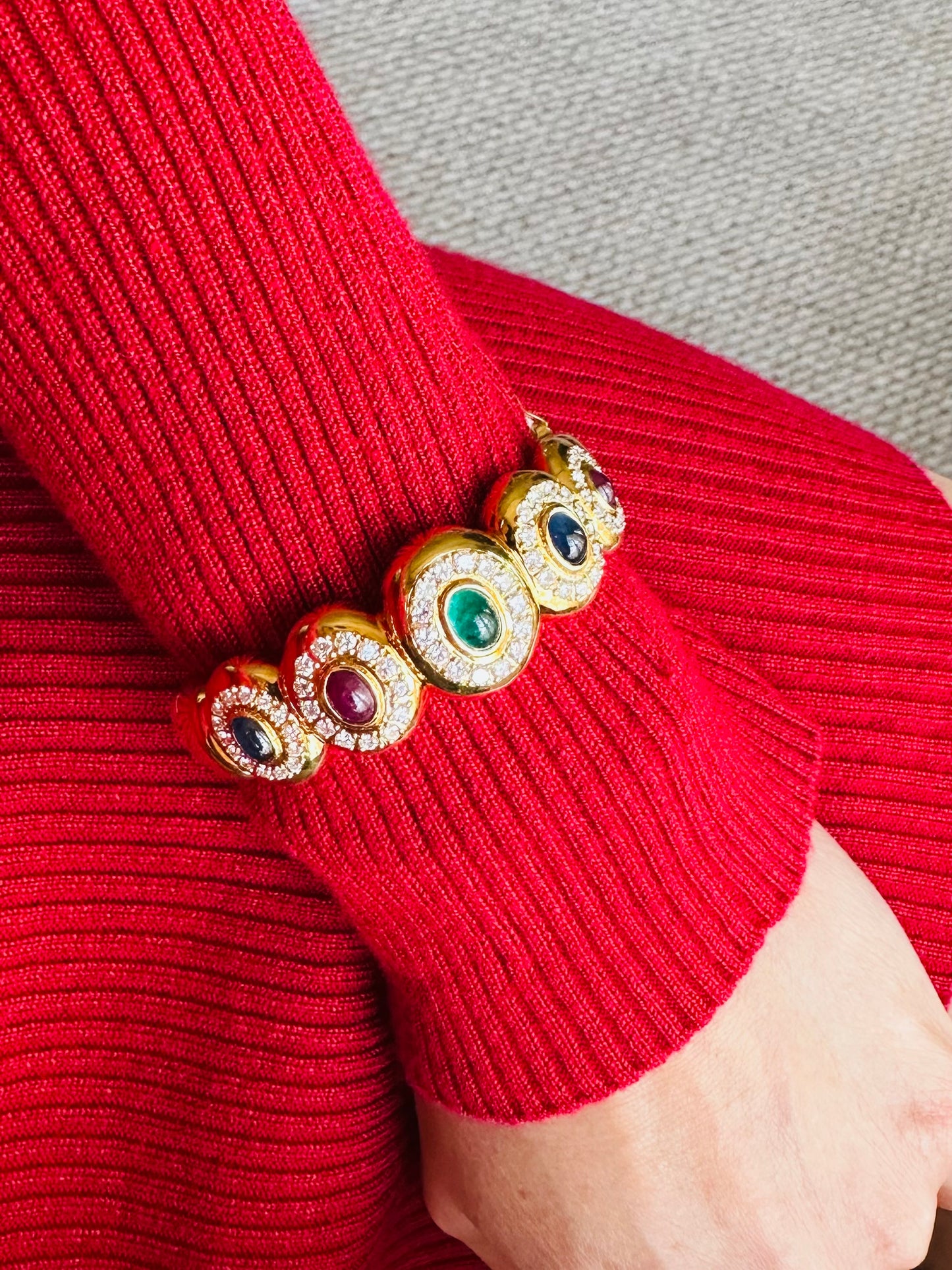 Multi Color Cabochons &  Diamond Bangle 18k