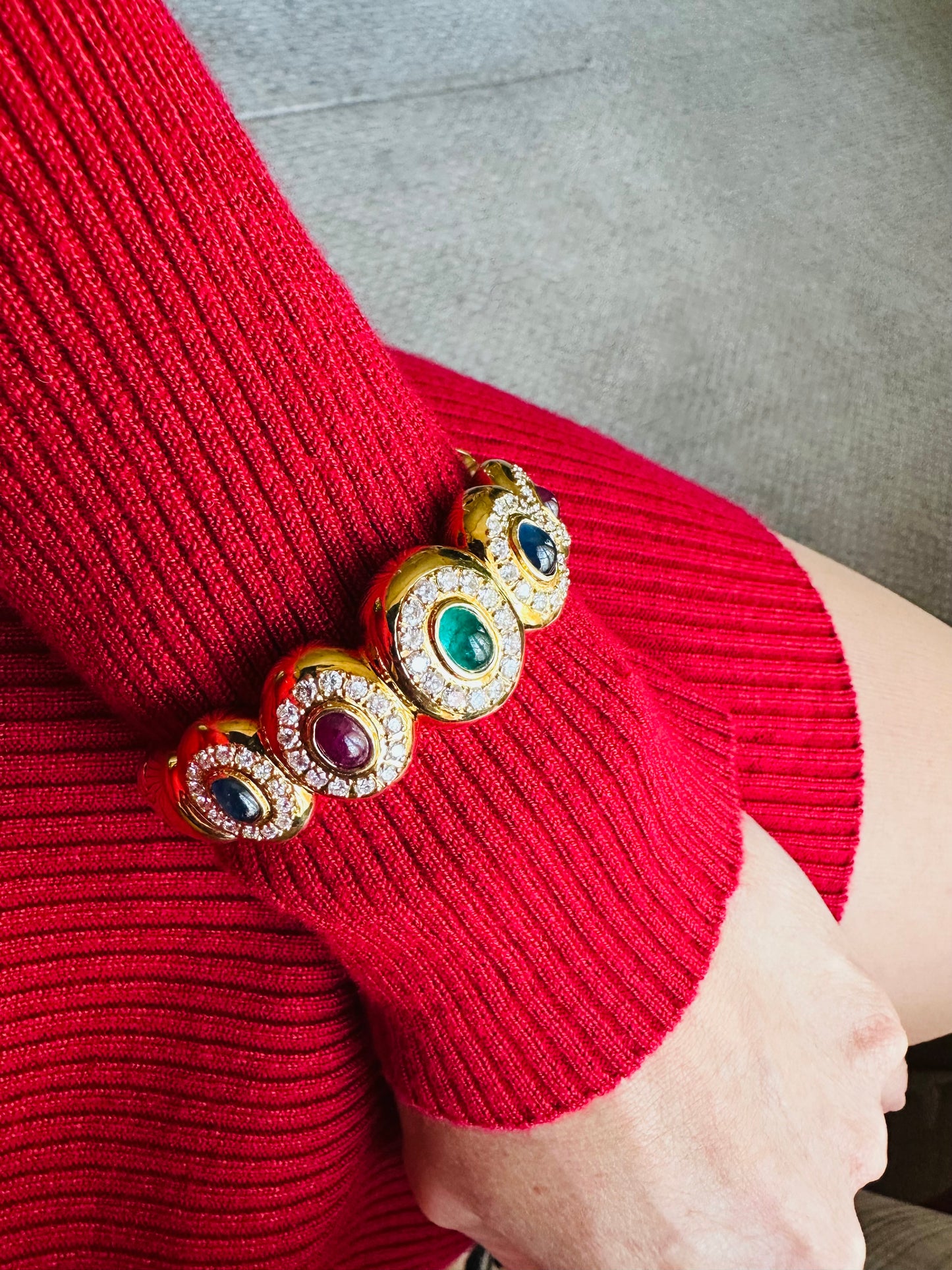 Multi Color Cabochons &  Diamond Bangle 18k