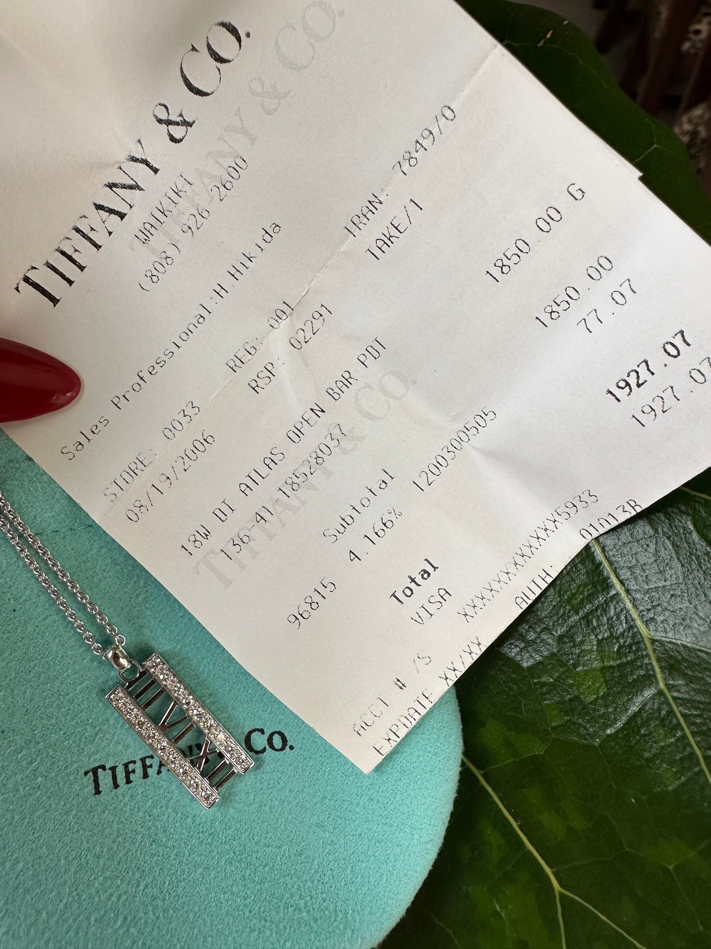 Tiffany & Co. Atlas Open Bar Roman Numeral Necklace