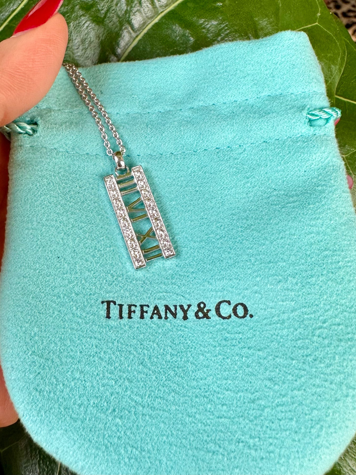 Tiffany & Co. Atlas Open Bar Roman Numeral Necklace