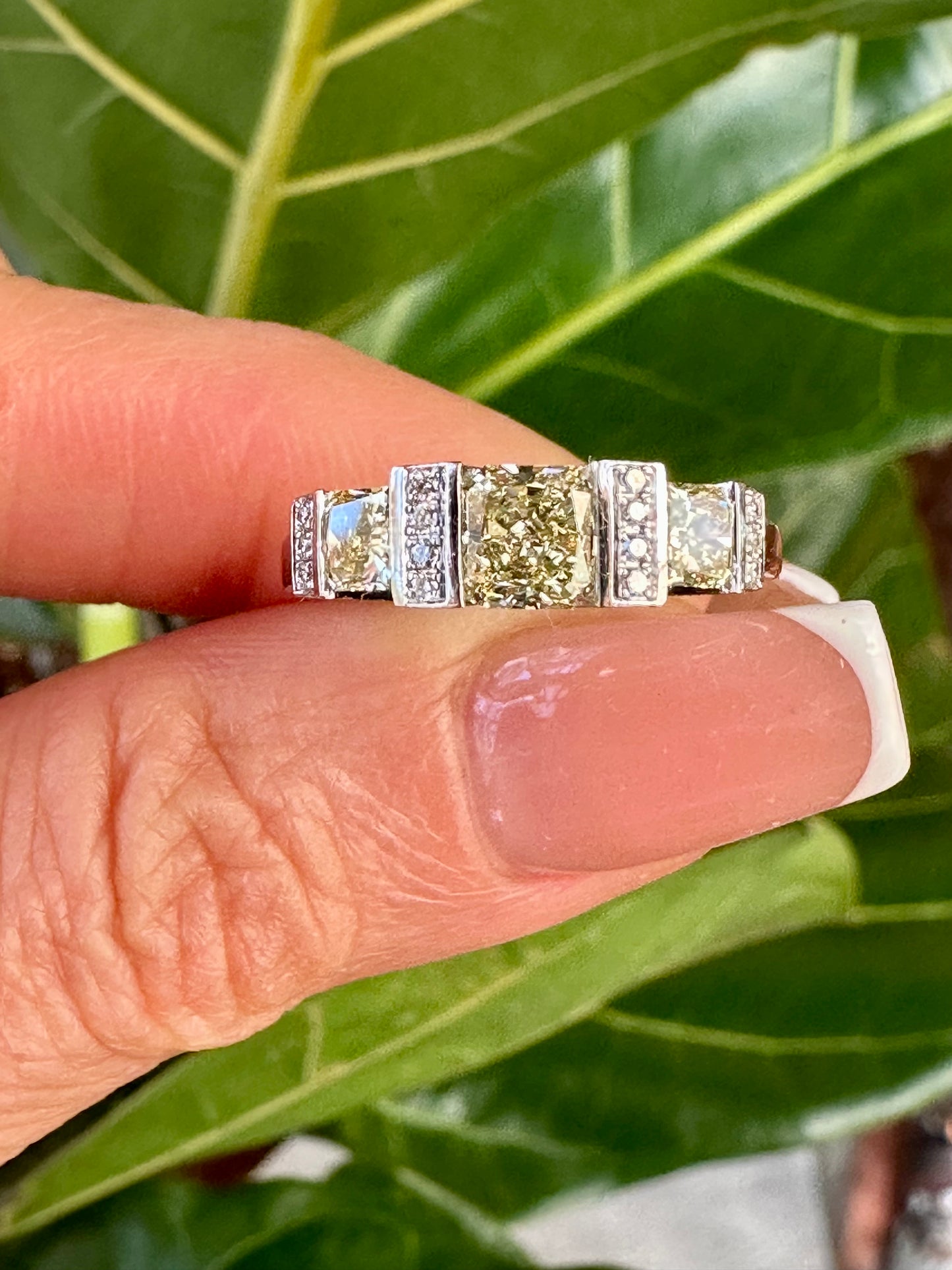 Fancy Yellow Radiant Cut Diamond Ring in White God