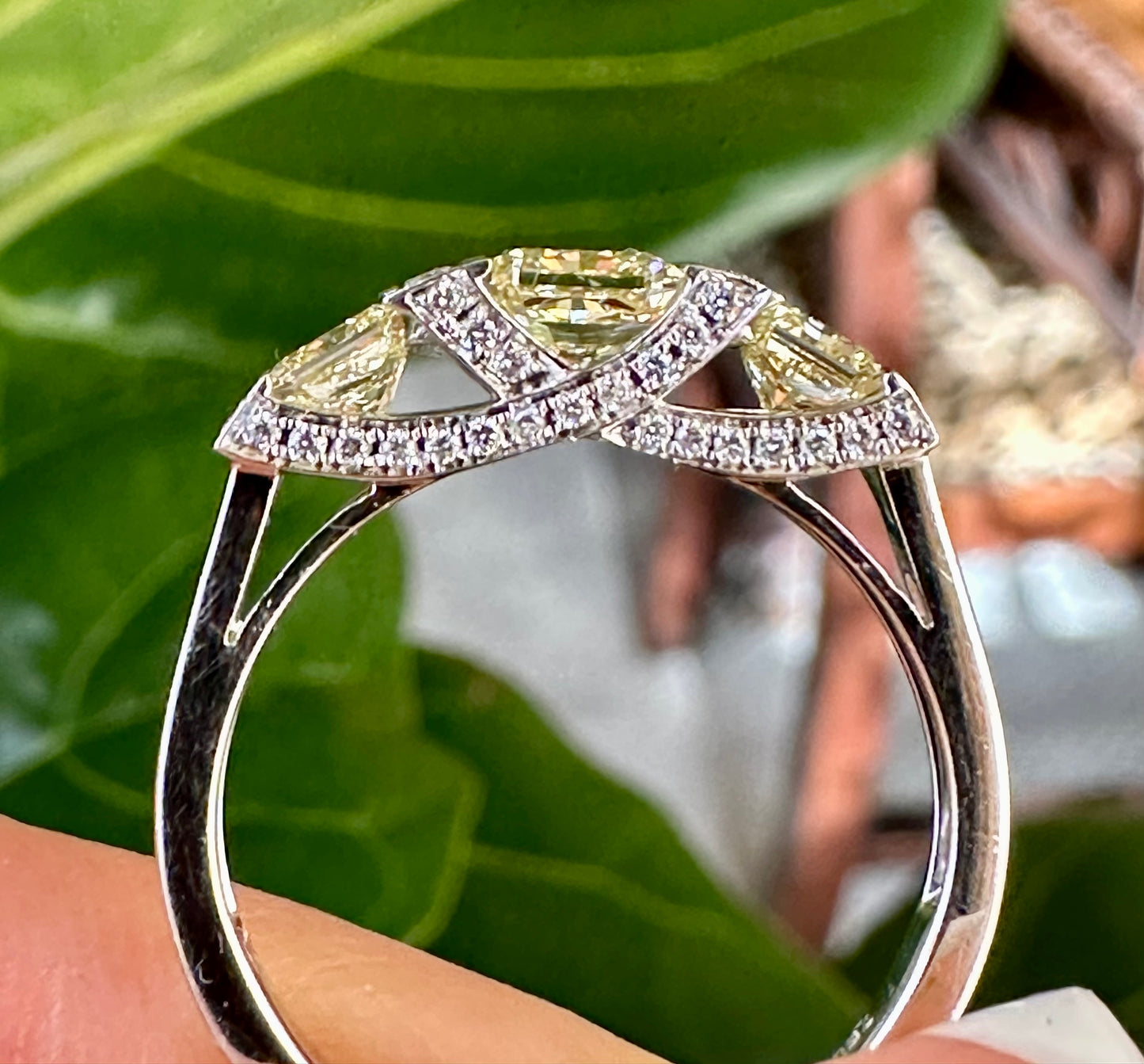 Fancy Yellow Radiant Cut Diamond Ring in White God