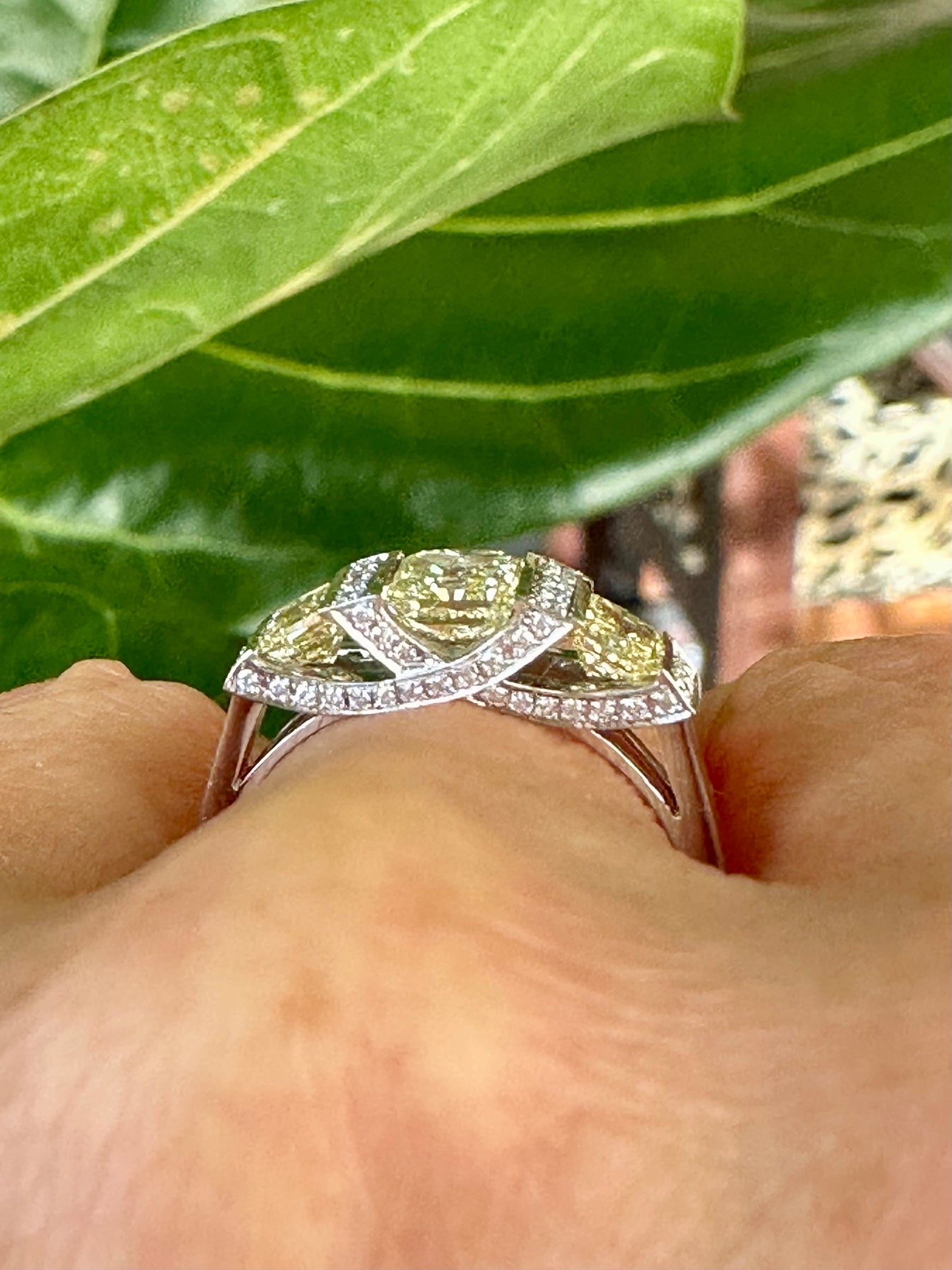 Fancy Yellow Radiant Cut Diamond Ring in White God